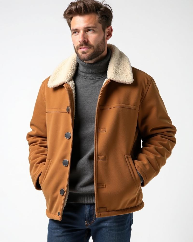 Men's Sherpa-Lined Fleece - Tan