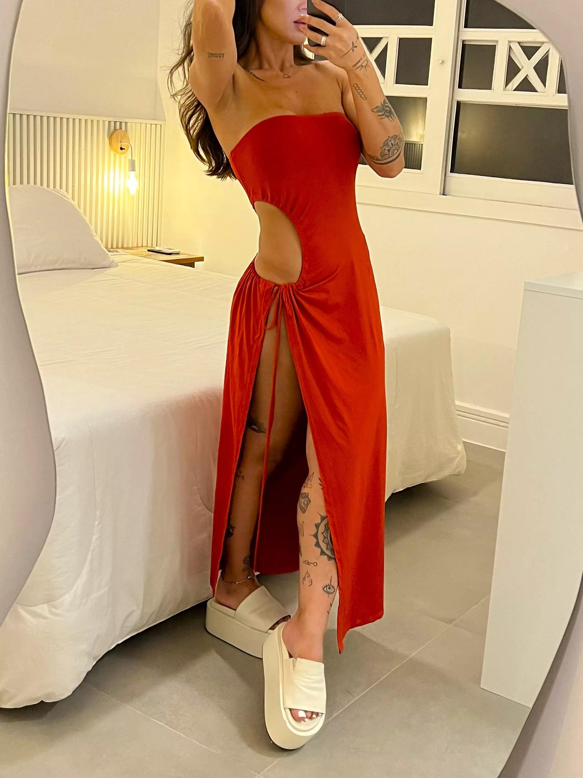The Side-Tie Glam Slit Dress