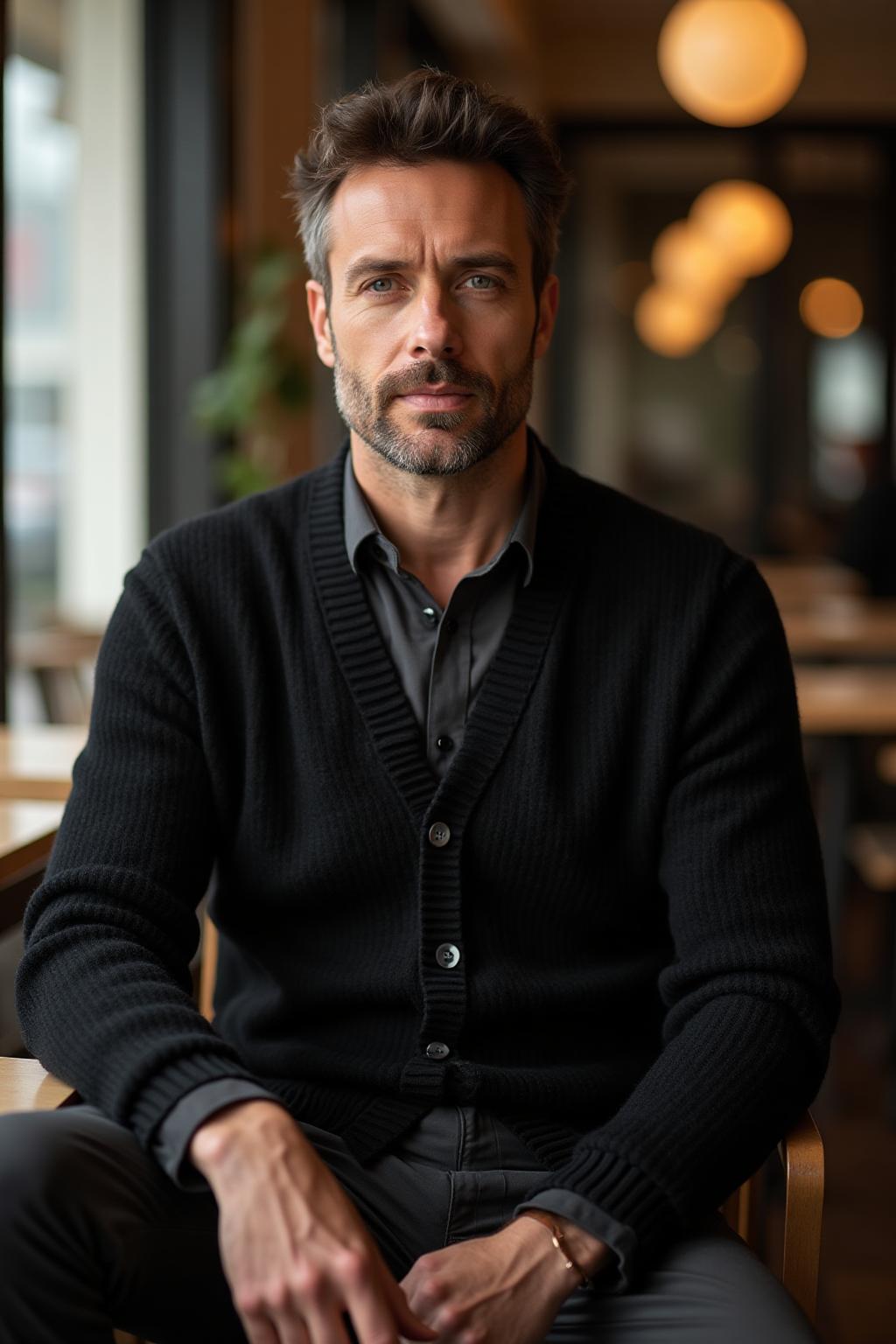 The Cashmere Cardigan in Black - Lifestyle 1