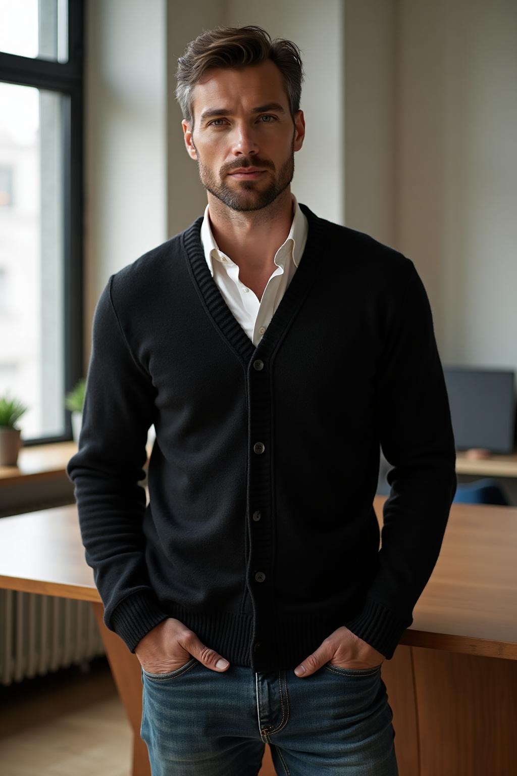 The Cashmere Cardigan in Black - Lifestyle 2