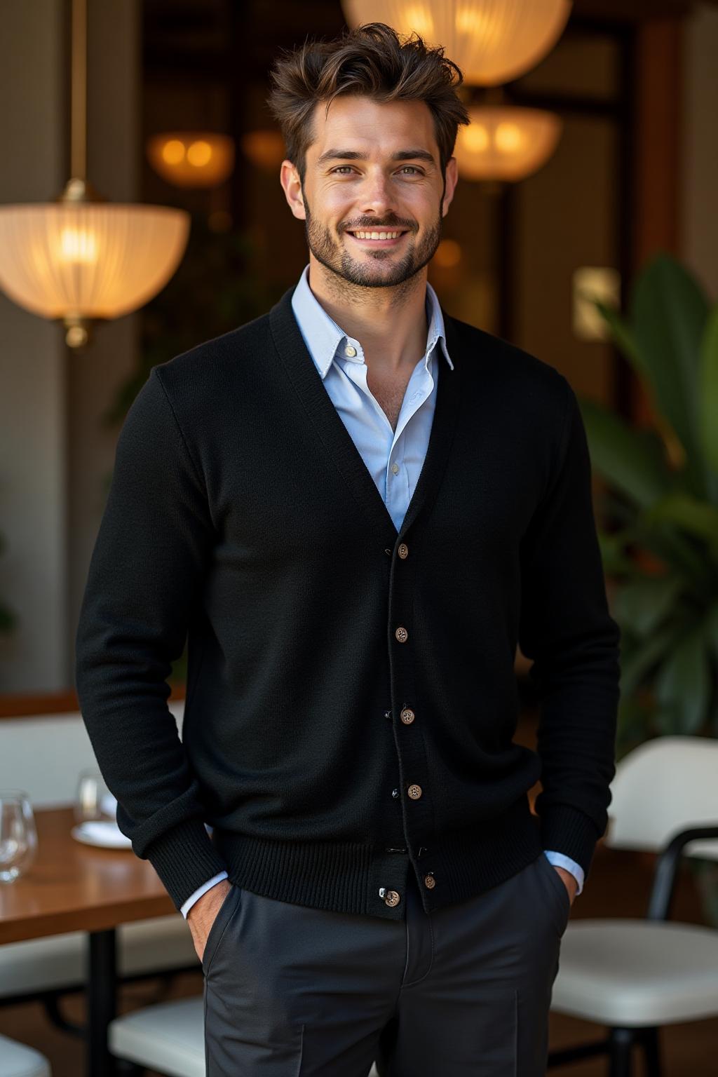 The Cashmere Cardigan in Black - Lifestyle 3