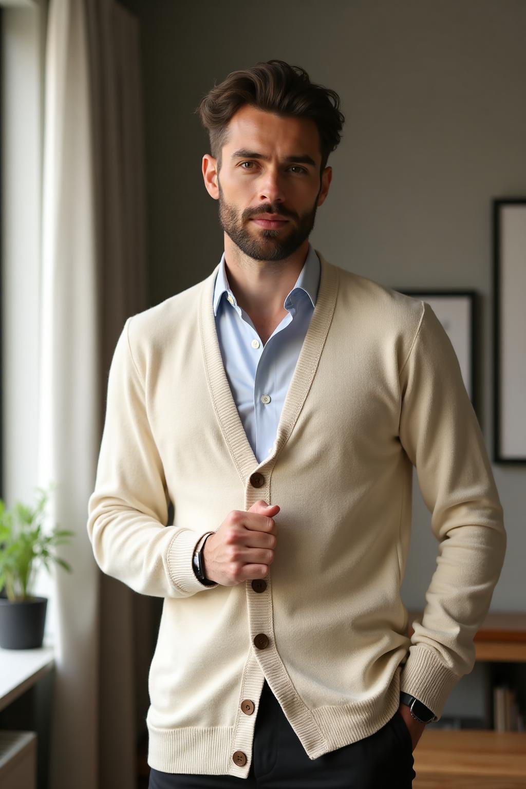 The Cashmere Cardigan in Cream - Lifestyle 2