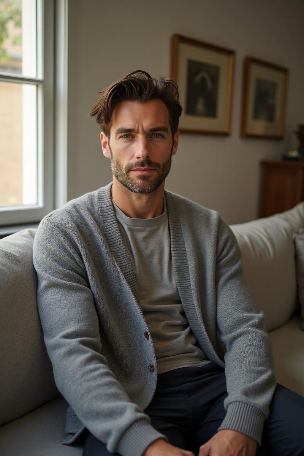The Cashmere Cardigan in Grey - Hero