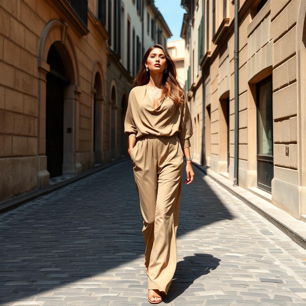 The Elegant Two-Piece Co-ord Set in Khaki - Cobblestone