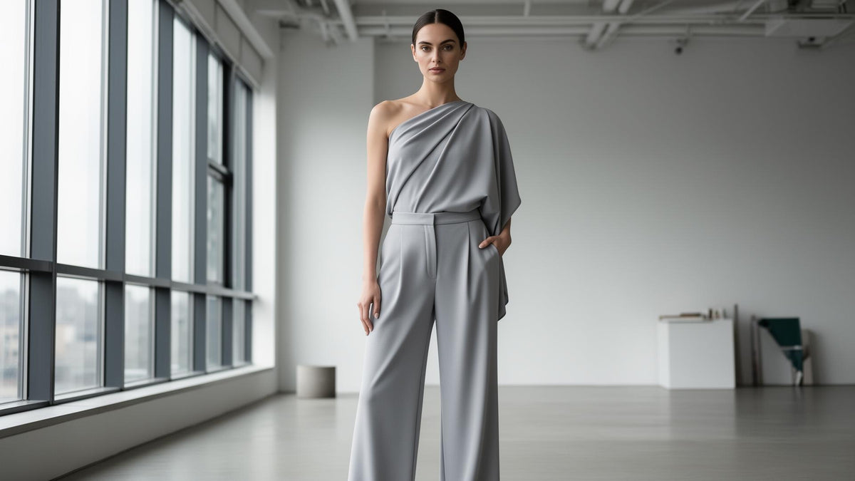 The Elegant Two-Piece Co-ord Set in Light Gray - Hero
