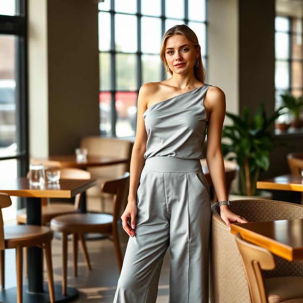 The Elegant Two-Piece Co-ord Set in Light Gray - Café