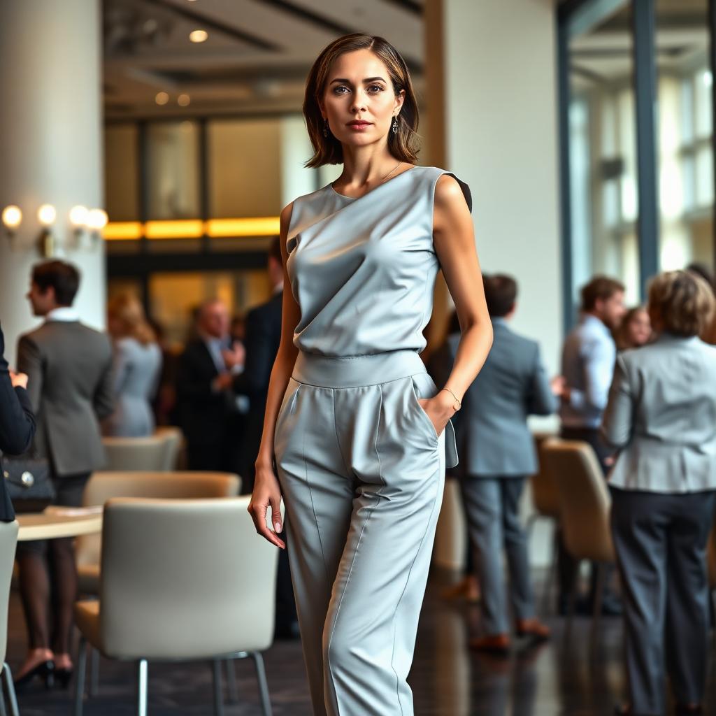 The Elegant Two-Piece Co-ord Set in Light Gray - Networking
