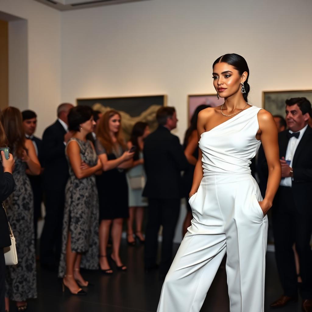 The Elegant Two-Piece Co-ord Set in White - Art Gallery