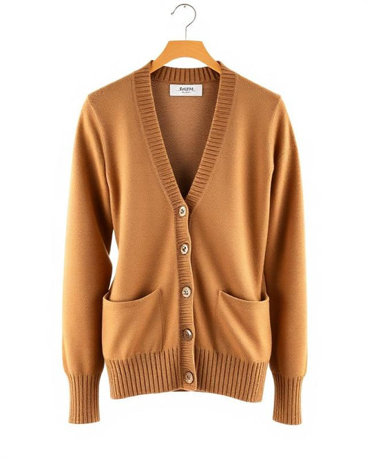 The Ella Cashmere Cardigan in Camel