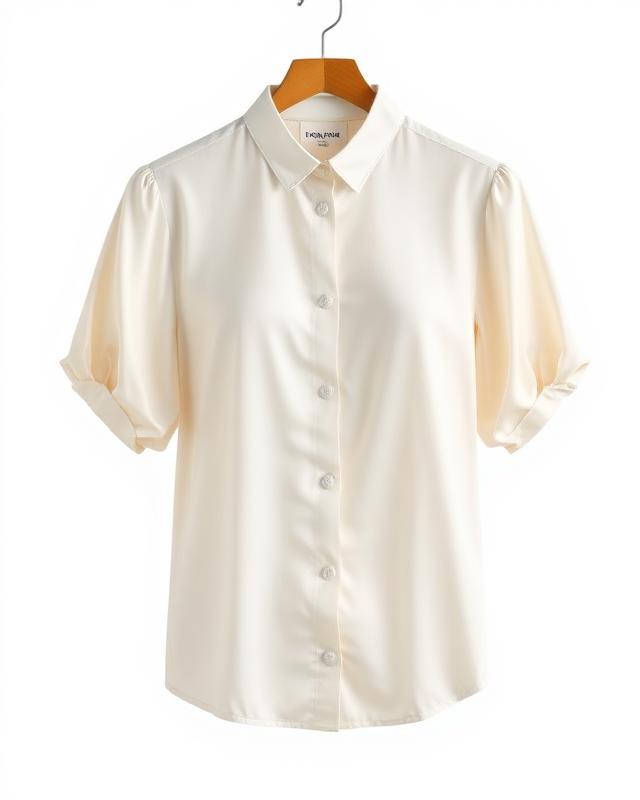 The Ella Satin Blouse in Ivory
