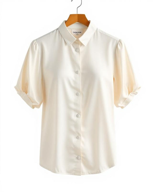 The Ella Satin Blouse in Ivory