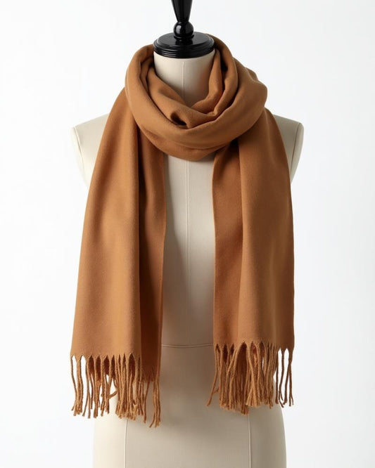 Merino Blend Winter Scarf - Camel