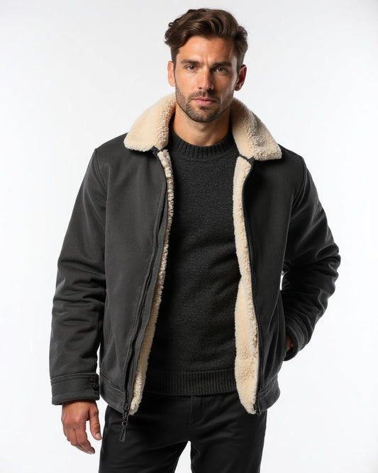 Men's Sherpa-Lined Fleece - Charcoal