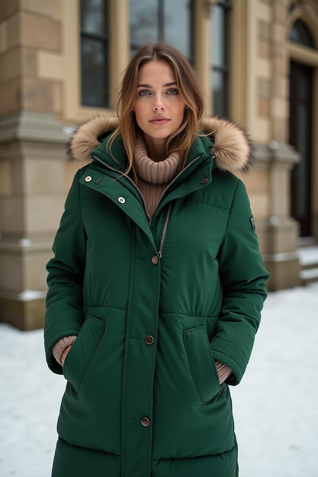 Women's Premium Winter Parka Green Lifestyle