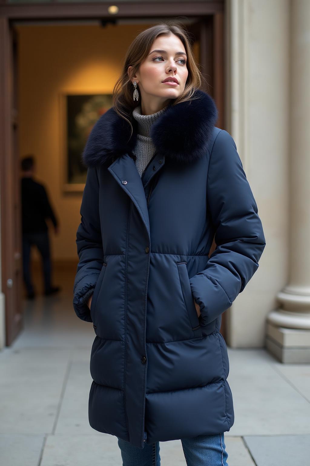 Women's Premium Winter Parka Navy Lifestyle