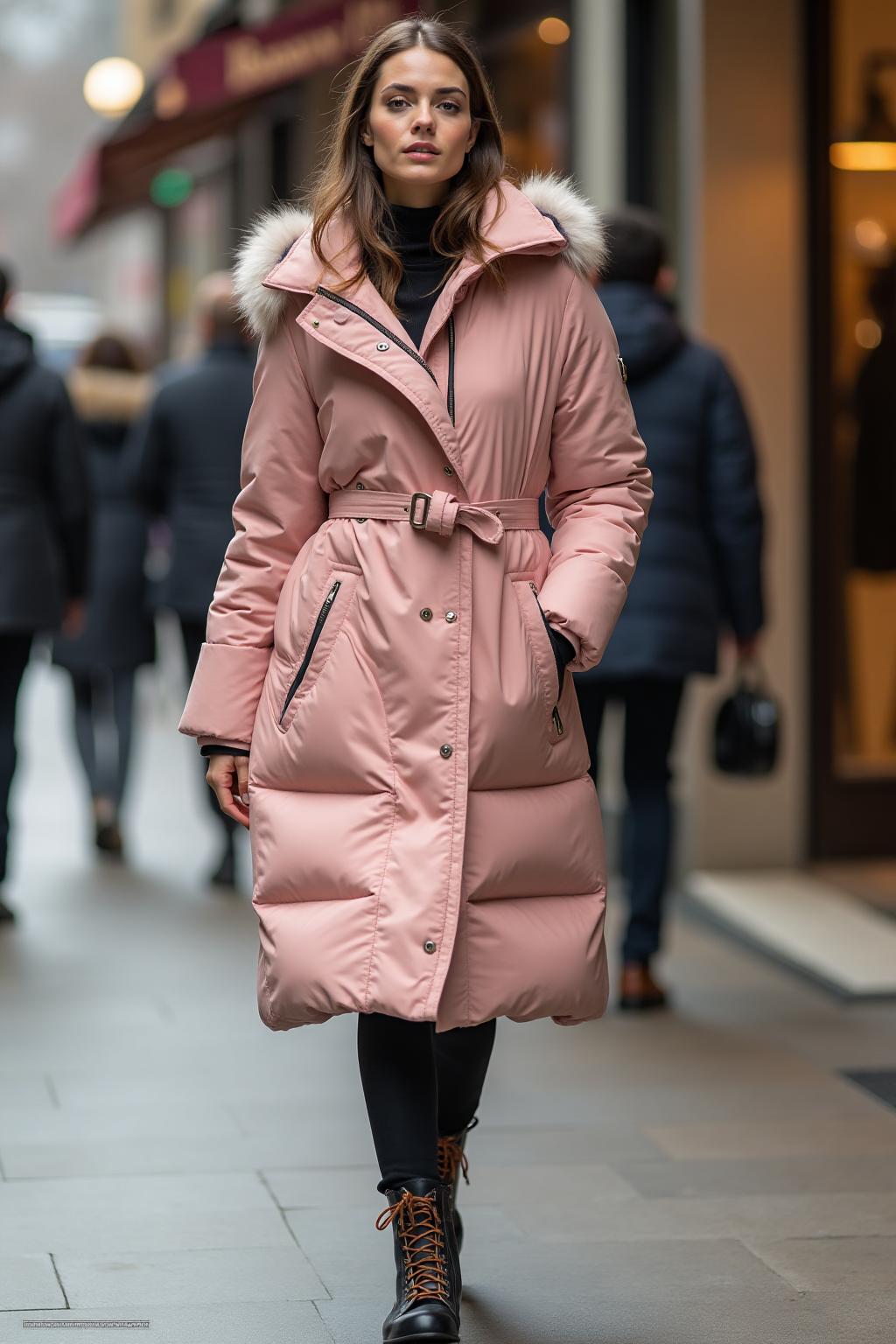 Women's Premium Winter Parka Pink Lifestyle