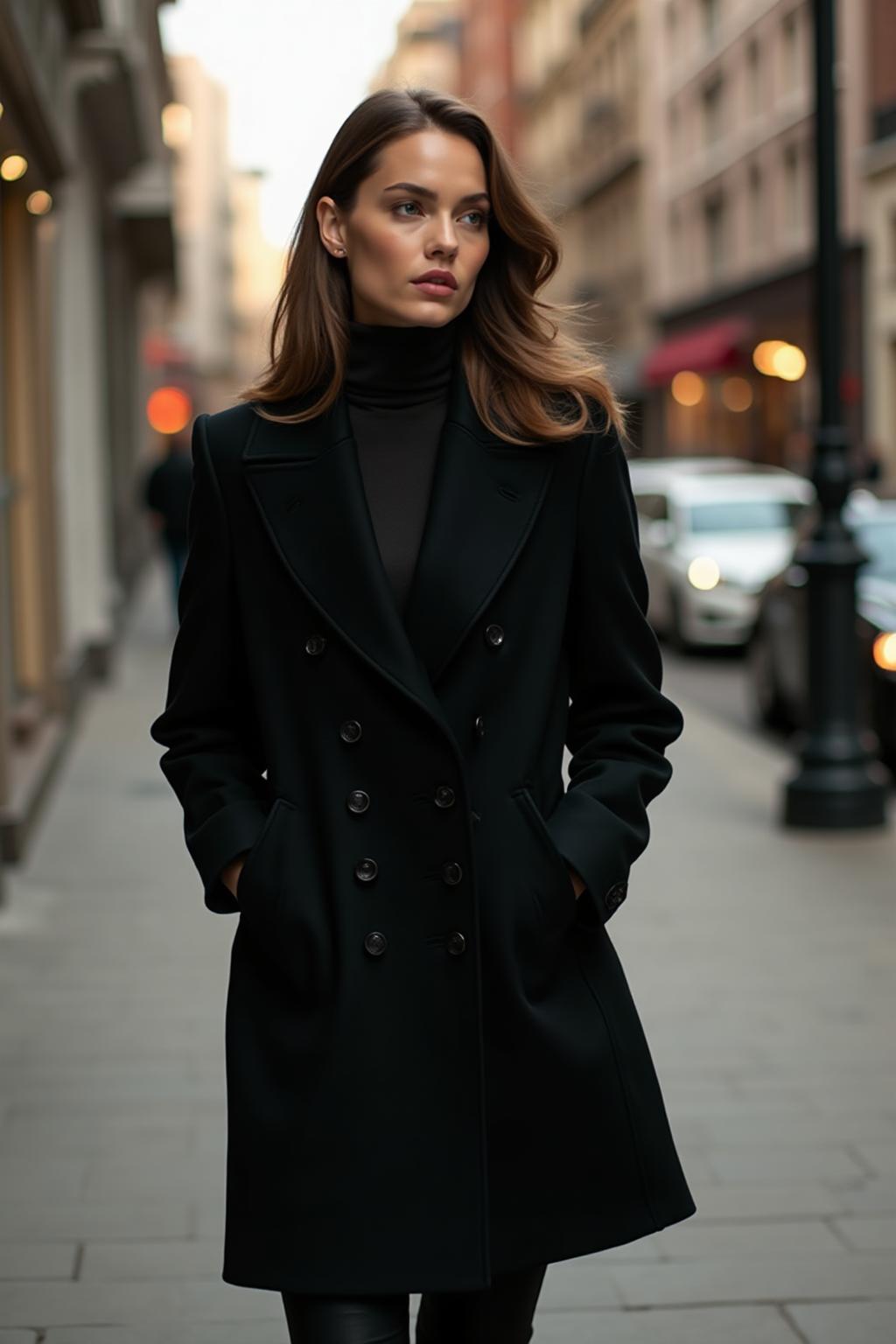 Women's Wool Blend Coat Black