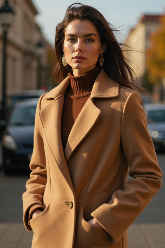 Women's Wool Blend Coat Camel