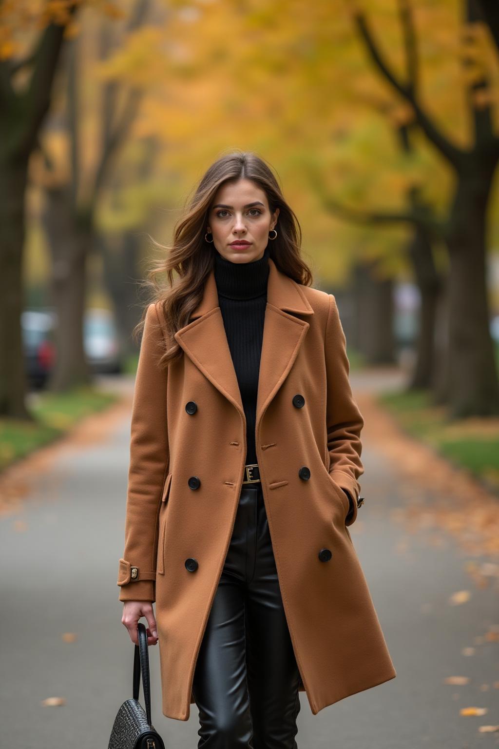 Women's Wool Blend Coat Camel Lifestyle