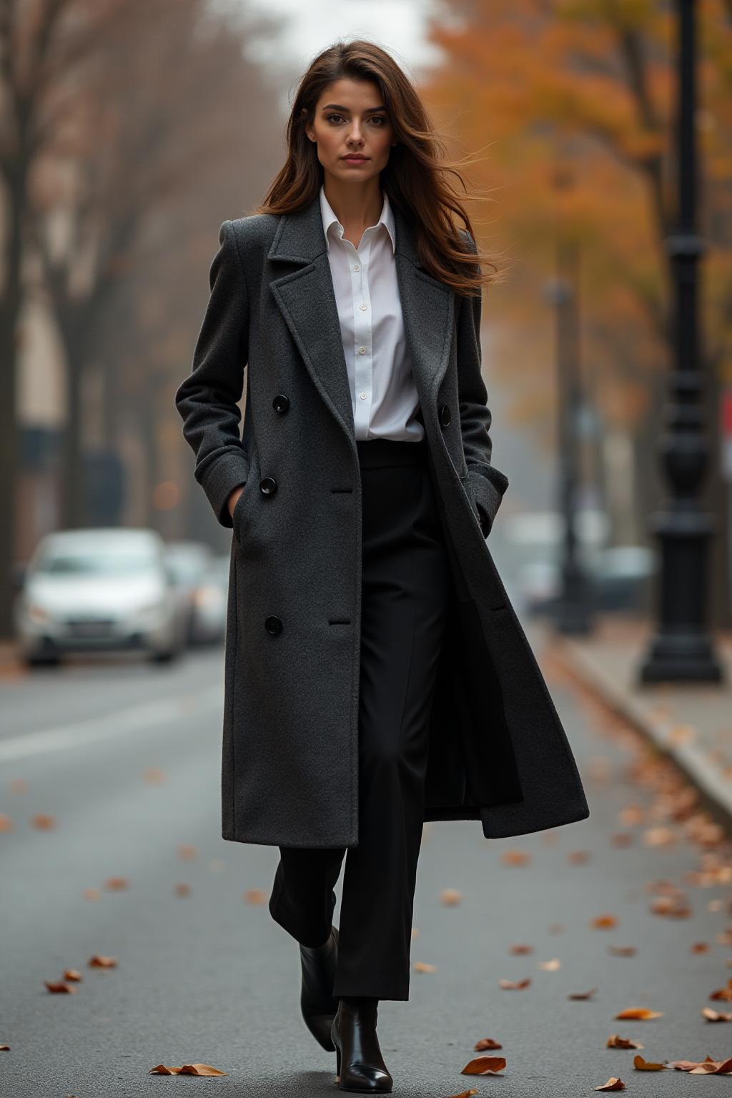 Women's Wool Blend Coat Charcoal
