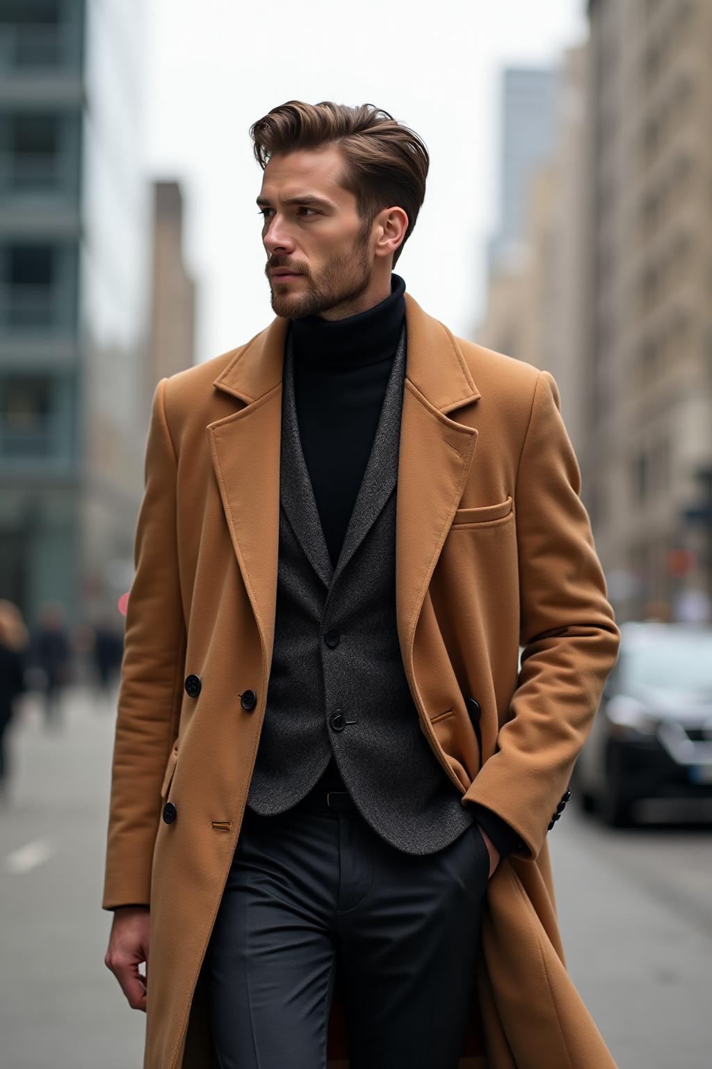 The Wool Overcoat in Camel - Lifestyle 1