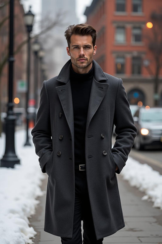 The Wool Overcoat in Charcoal - Hero