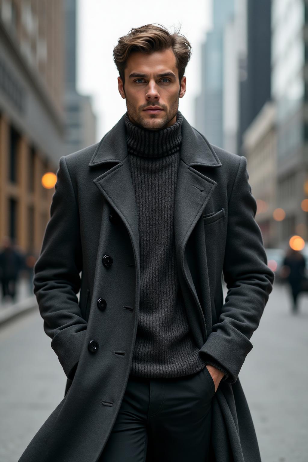 The Wool Overcoat in Charcoal - Lifestyle 1