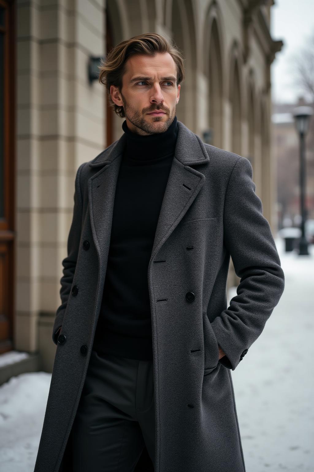 The Wool Overcoat in Charcoal - Lifestyle 2