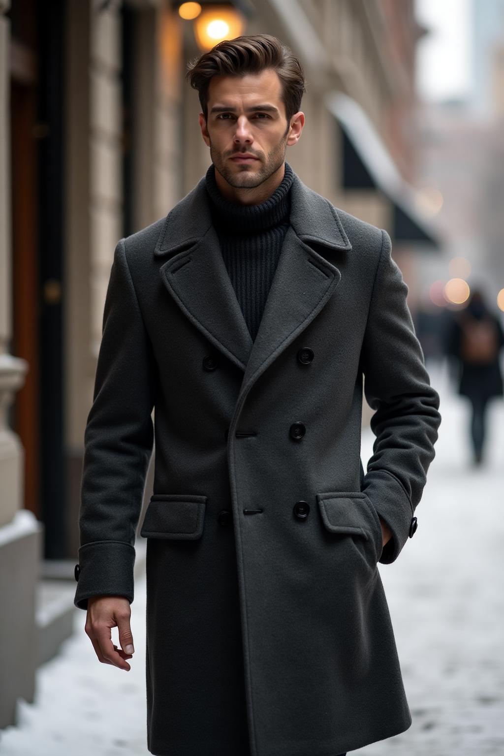 The Wool Overcoat in Charcoal - Lifestyle 3