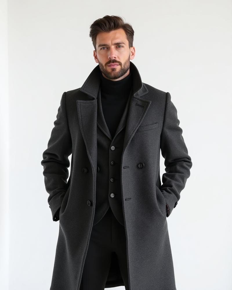 Men's Wool Overcoat - Charcoal