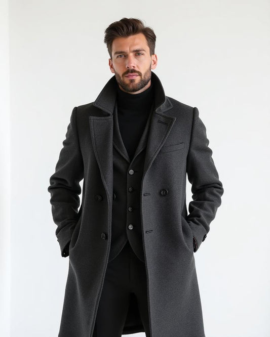 Men's Wool Overcoat - Charcoal
